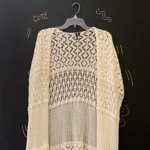 Ivory Acrylic Knit Kimono
